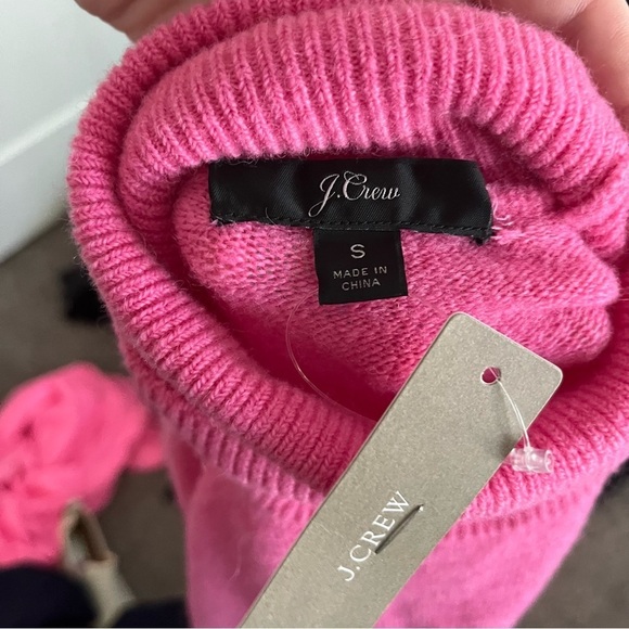 NWT J. Crew Supersoft Yarn Turtleneck Sweater Intense Pink Merino Wool Alpaca - Picture 4 of 7